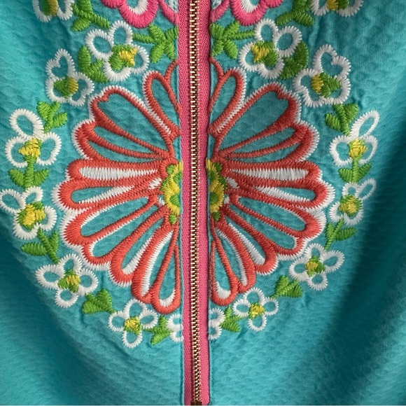 Lilly Pulitzer Embroidered Kirby Dress Sleeveless Zipper Front Shift Size 2 - Picture 11 of 12